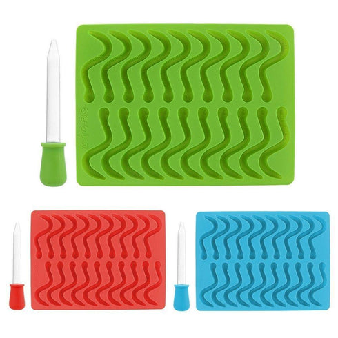 AussieSuperStore Homeware Supplies Silicone Snake Gummy Jelly Ice Treat Baking Chocolate Moulds CBSNAKEICE3SET